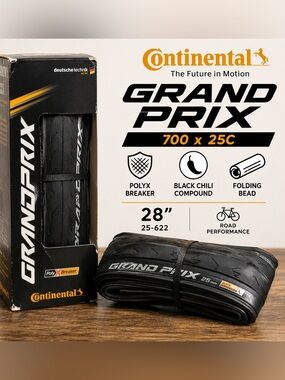 Continental Grand Prix 700x25C Folding Road Bike Tire 28” 25-622 PolyX Breaker